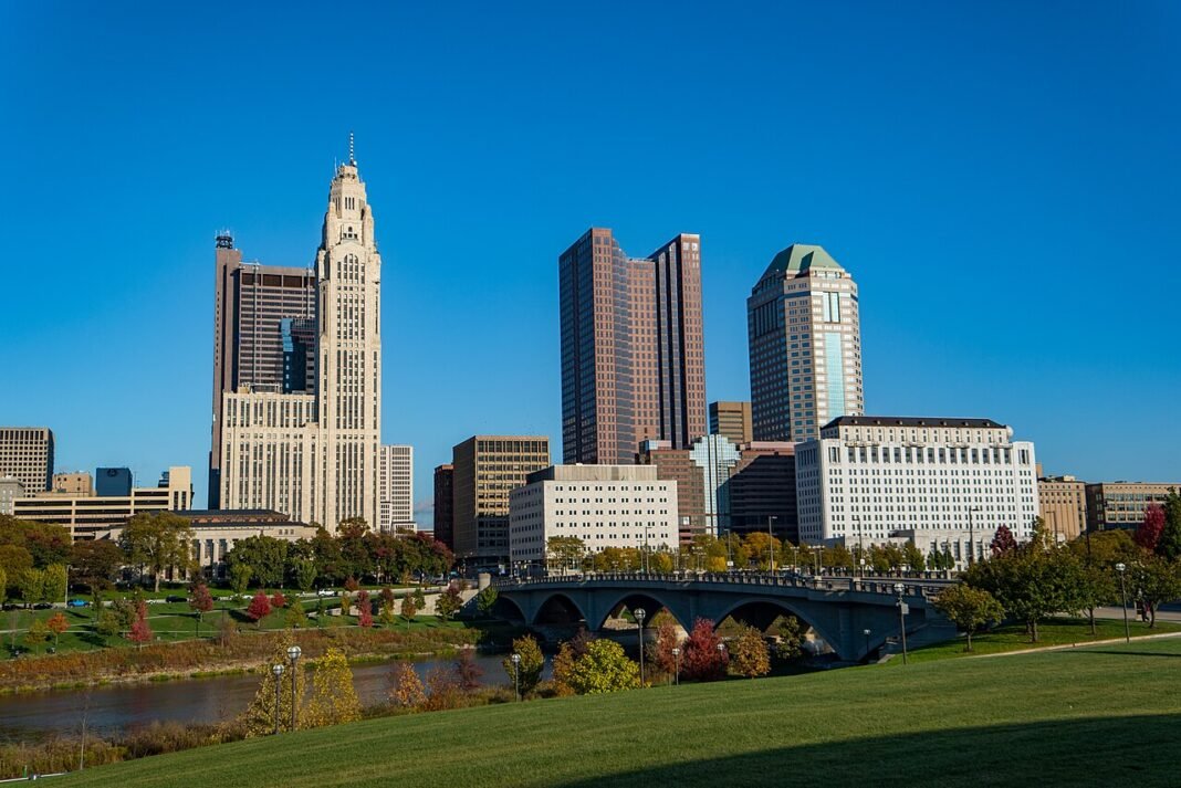 Moving to Ohio in 2026: Complete Relocation Guide Columbus Ohio downtown skyline with modern skyscrapers, October 2019