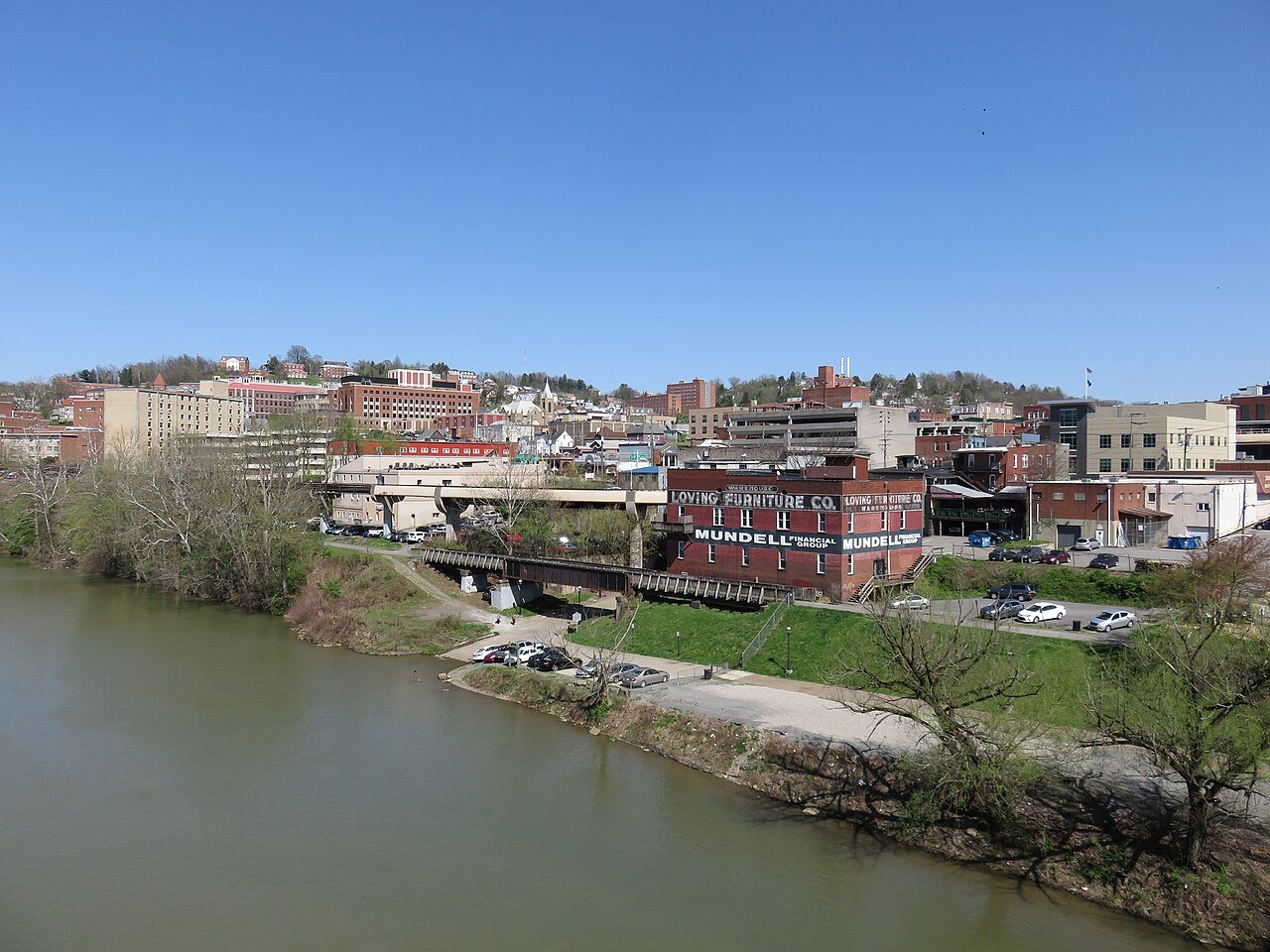 Downtown Morgantown West Virginia university town WVU campus city center Monongahela