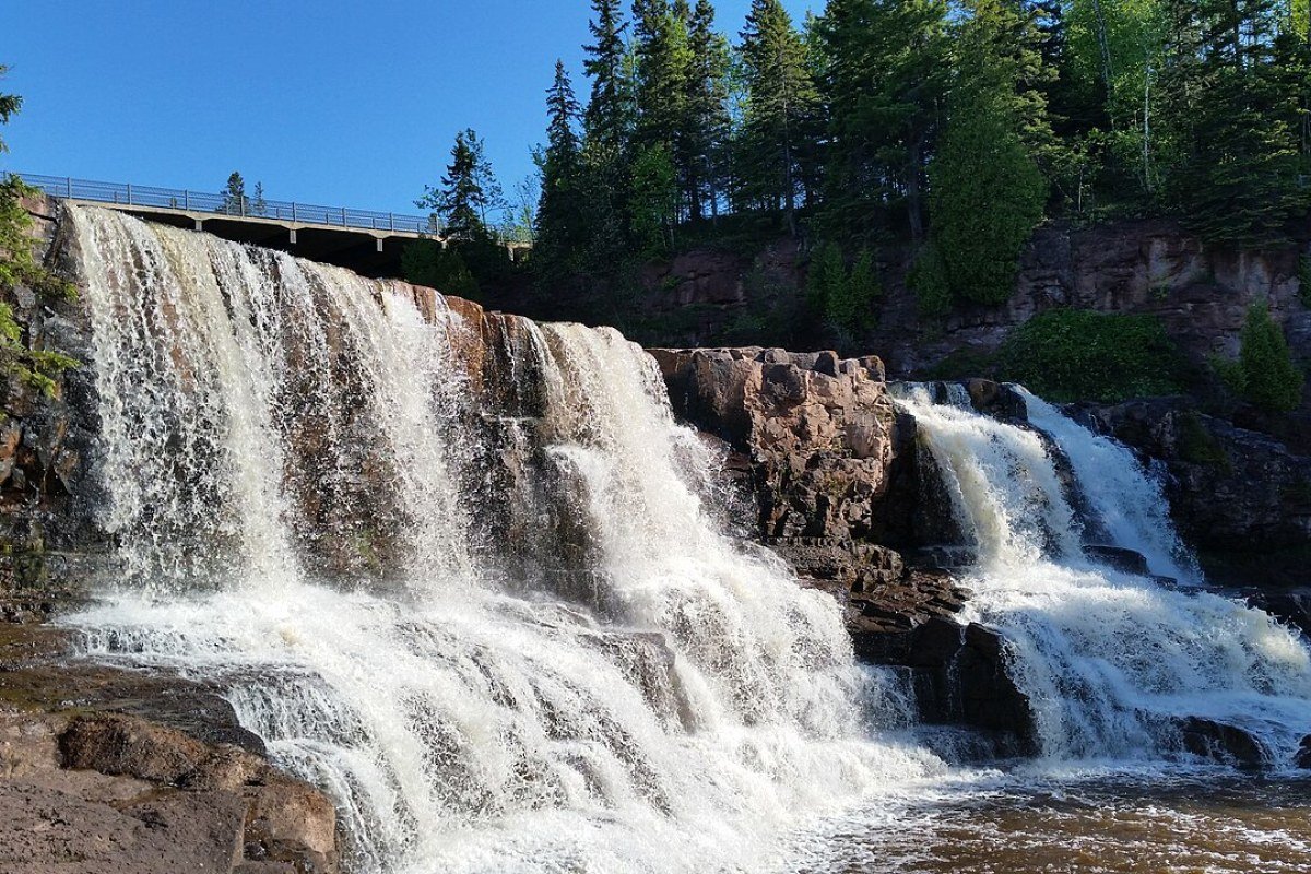 Outdoor Activities in Minnesota 2026: Paddling, Hiking, and the Four-Season Life Middle Falls Gooseberry Falls State Park Minnesota cascading waterfalls Lake Superior