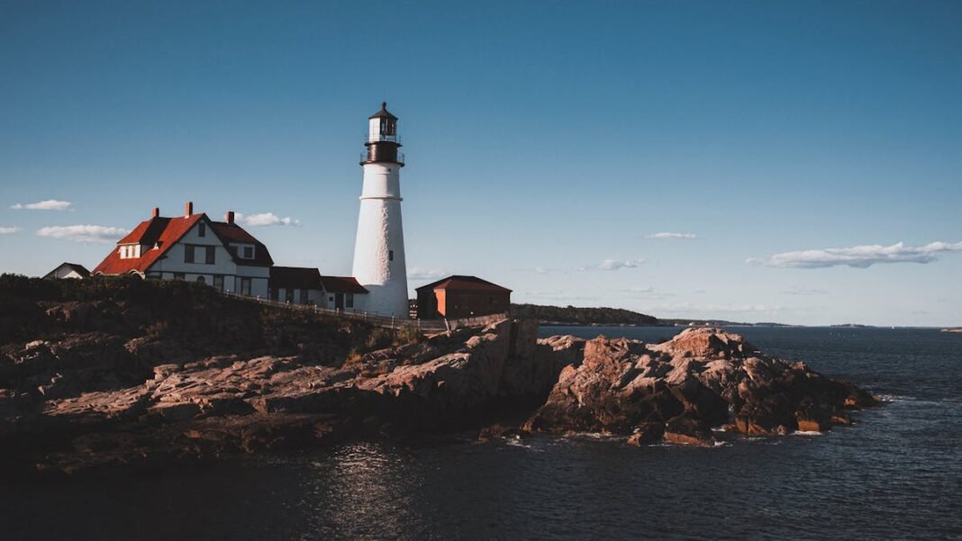 Maine Outdoor Activities 2026: Wilderness, Coastline, and Appalachian Summit Portland Head Light lighthouse Maine rocky Atlantic coastline Fort Williams Park Cape Elizabeth