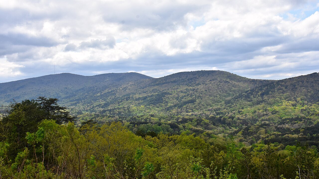 Panoramic view from Cheaha Mountain the highest point in Alabama at 2407 feet in Talladega National Forest