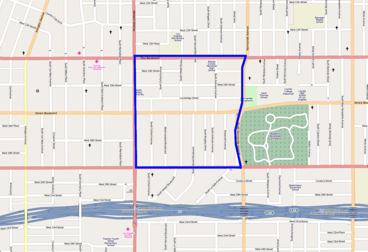 Harvard Heights, Los Angeles neighborhood boundary large