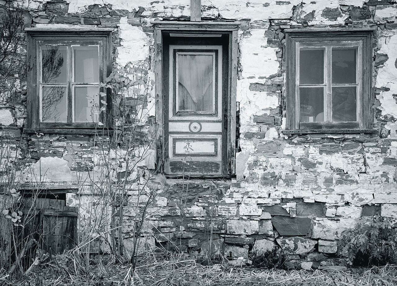 Heritage house facade on Ile d Orleans island near Quebec City Quebec Canada