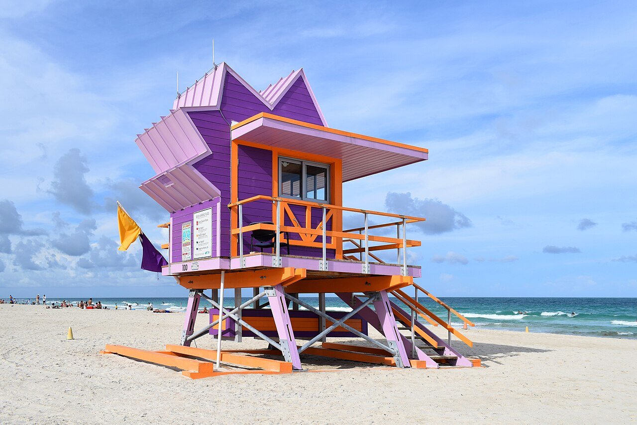 Lifeguard stand on Miami Beach Florida United States
