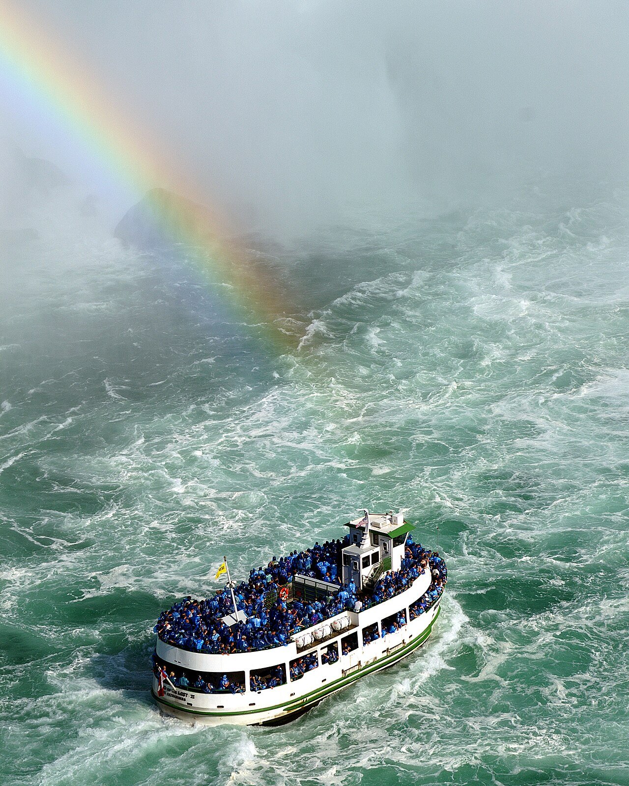 Maid of the Mist boat tour at the base of Niagara Falls Ontario Canada
