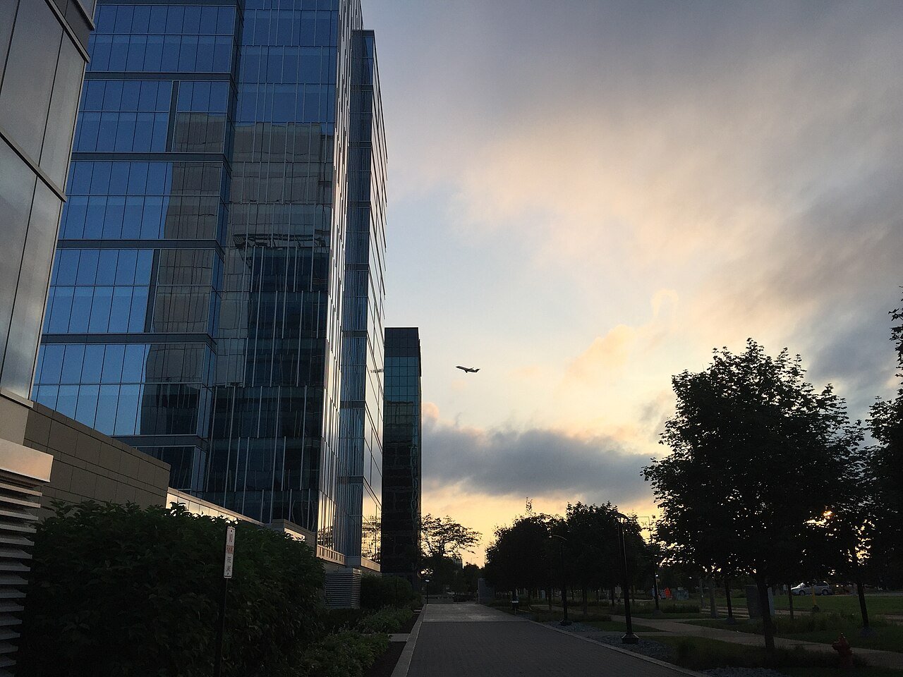 Sunset over residential condominiums Bloomington Indiana