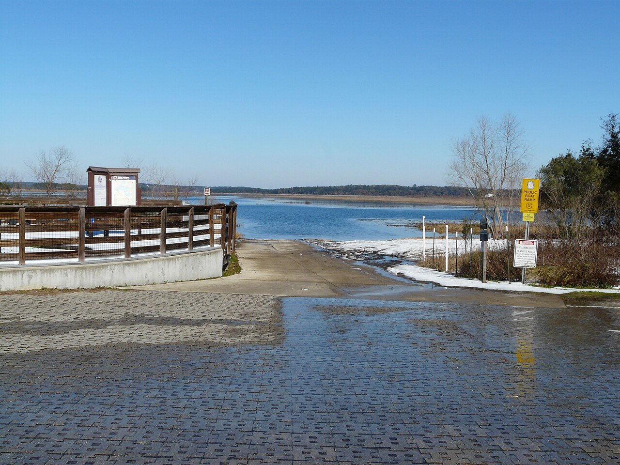 Wyoming river access boat ramp winter snow Snake River Jackson area water recreation fishing