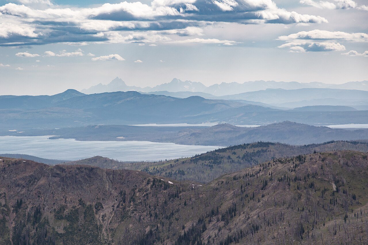 Teton Range and Yellowstone Lake from Avalanche Peak