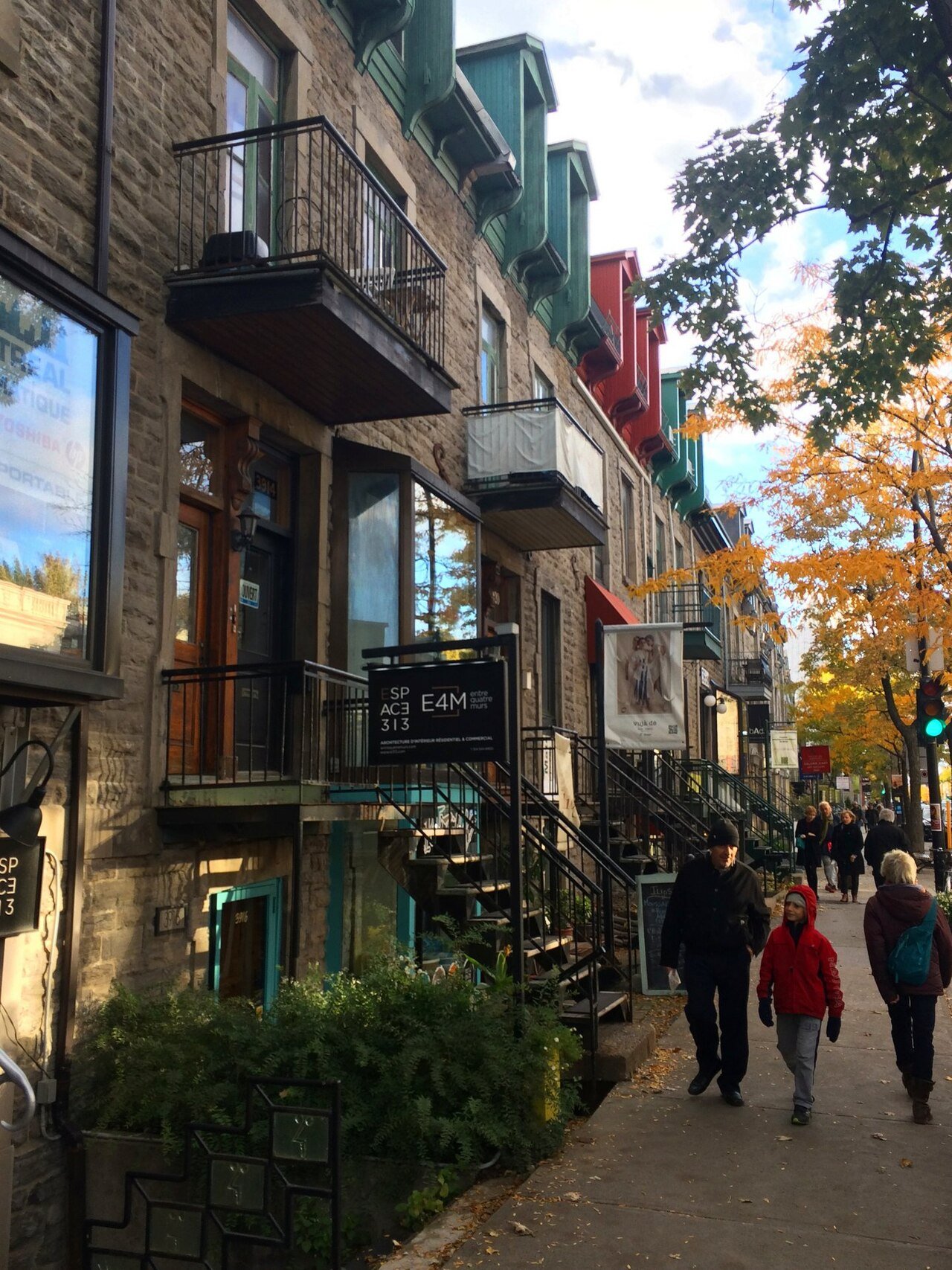 Le Plateau-Mont-Royal neighborhood Montreal with characteristic Victorian duplexes and exterior spiral staircases — the cultural heart of the city