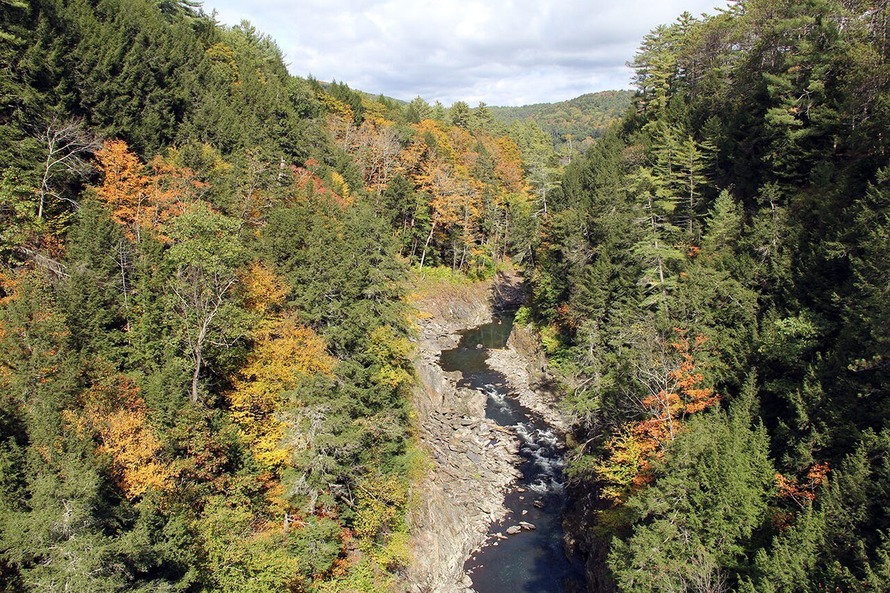 Camel's Hump Green Mountains Vermont Winooski River fall foliage aerial landscape