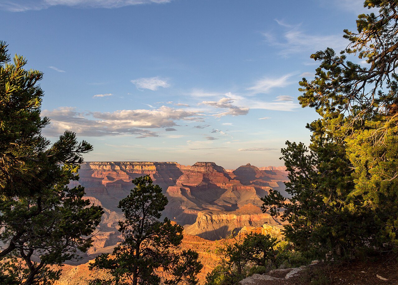 Grand Canyon National Park North Rim — the Vishnu Temple formation rising above the canyon's ancient geological layers in Arizona
