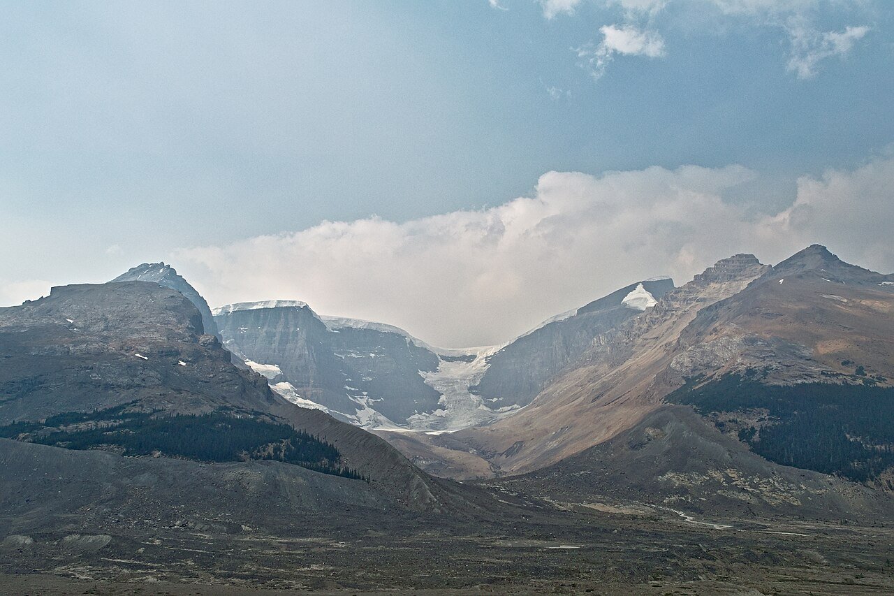 Columbia Icefield with Mount Kitchener and Snow Dome — the largest icefield in the Canadian Rockies visible from the Icefields Parkway
