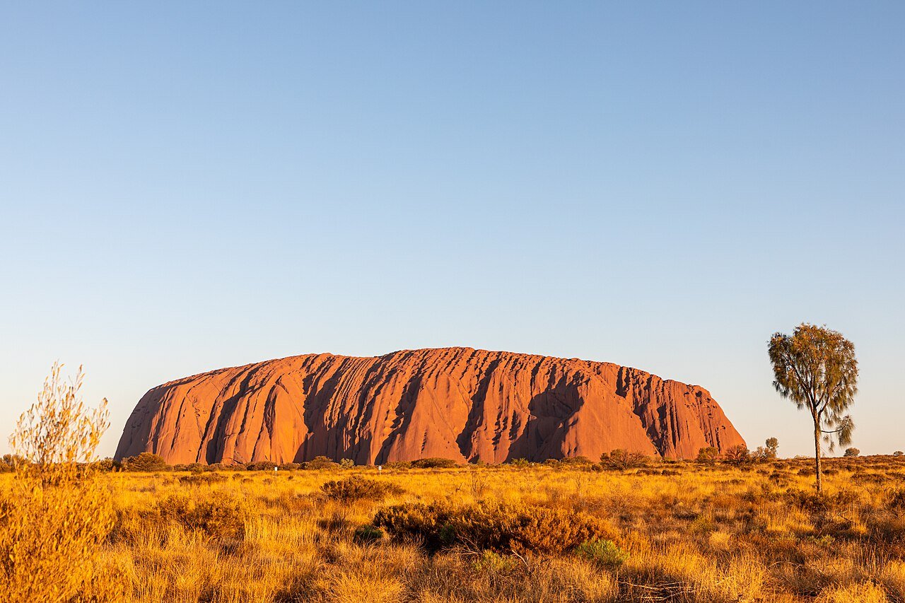 Uluru Ayers Rock at sunset Uluru-Kata Tjuta National Park Northern Territory Australia