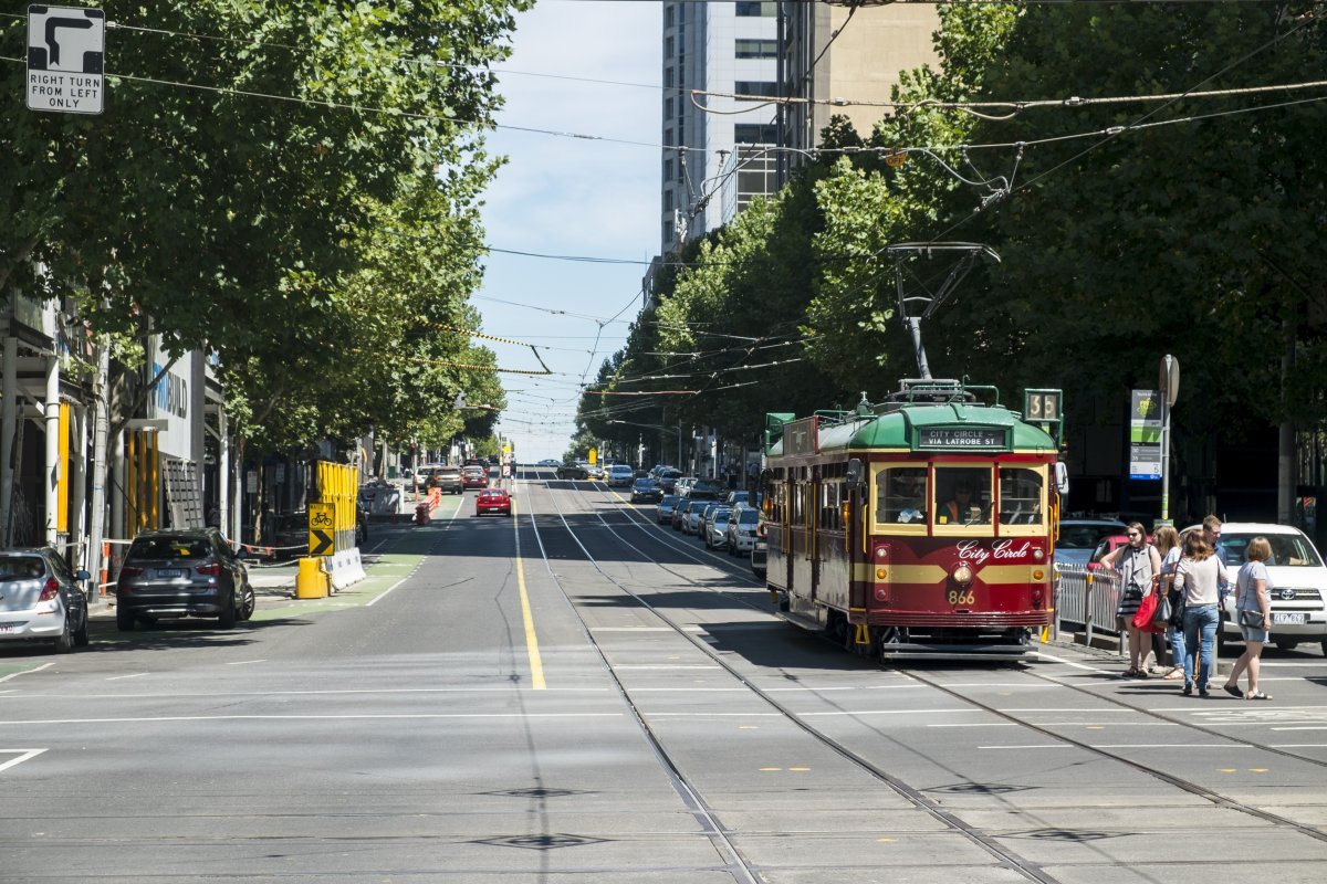 Melbourne City Circle tram Route 35 running Swanston Street Australia public transport
