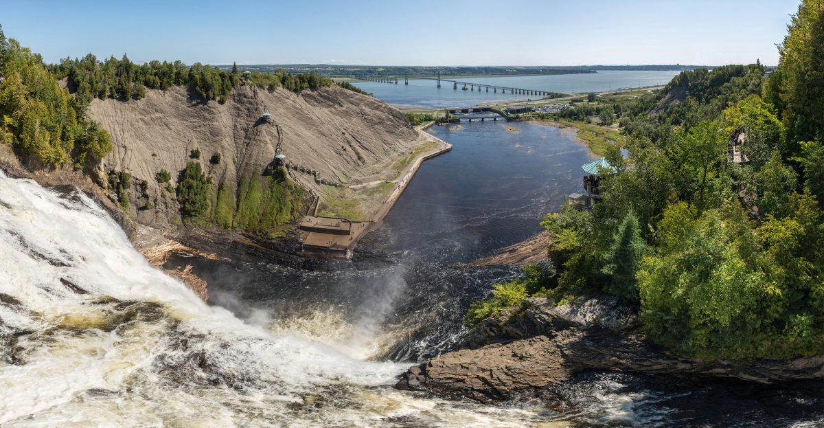 Montmorency Falls Chute-Montmorency Quebec City outdoor waterfall St Lawrence River panoramic