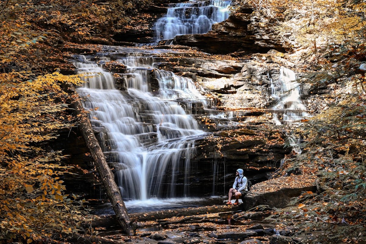 Pennsylvania waterfall hiking Ricketts Glen State Park autumn fall foliage outdoor adventure