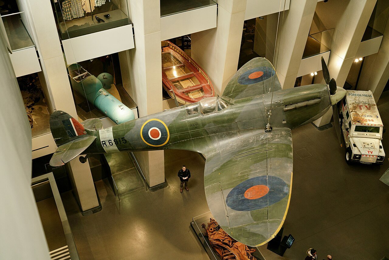 Supermarine Spitfire WWII fighter aircraft at the Imperial War Museum London — the definitive museum of British wartime history