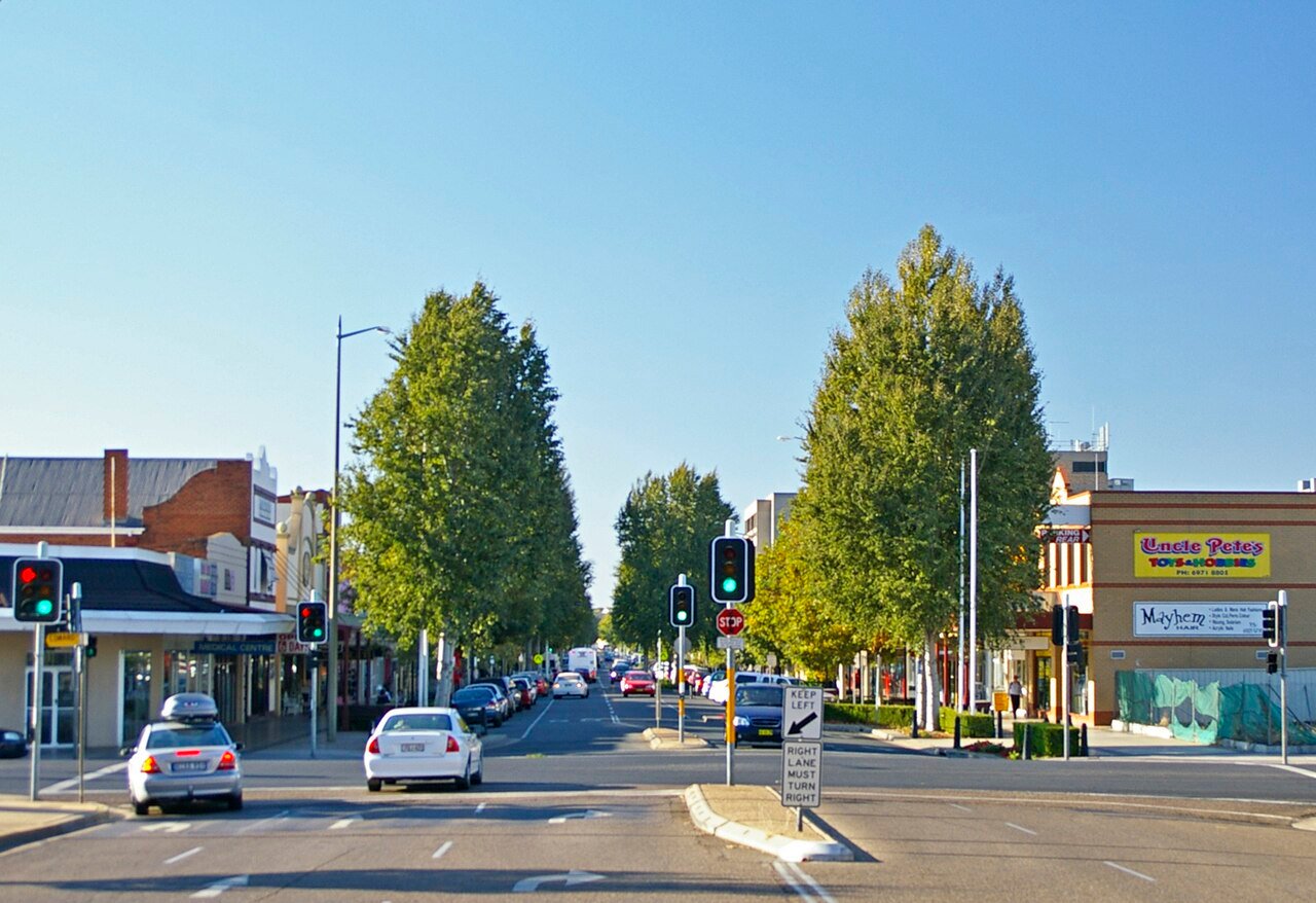Baylis Street main shopping street in Wagga Wagga regional New South Wales Australia affordable city