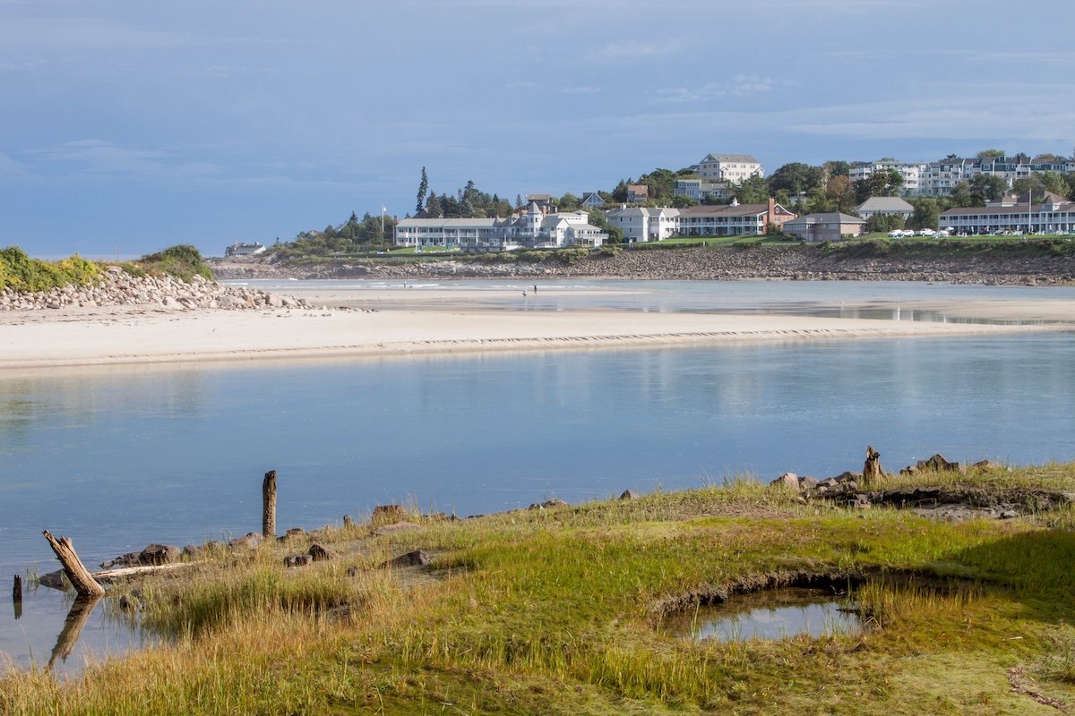 Scenic view of Marginal Way coastal walking path overlooking the Atlantic Ocean in Ogunquit, Maine