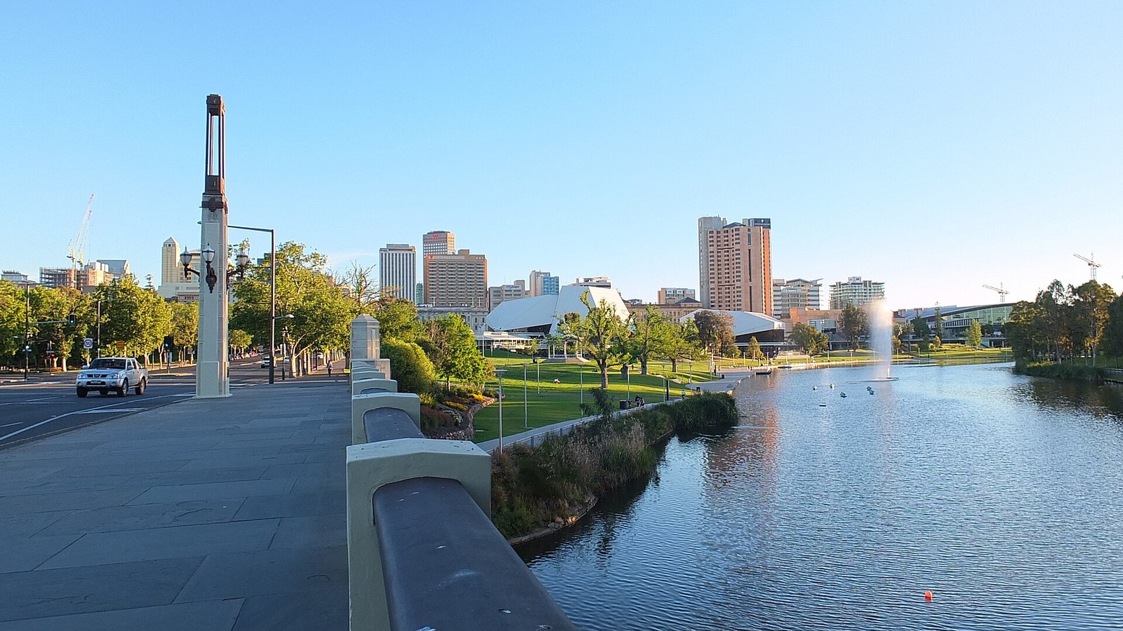 Adelaide CBD city skyline across the River Torrens South Australia